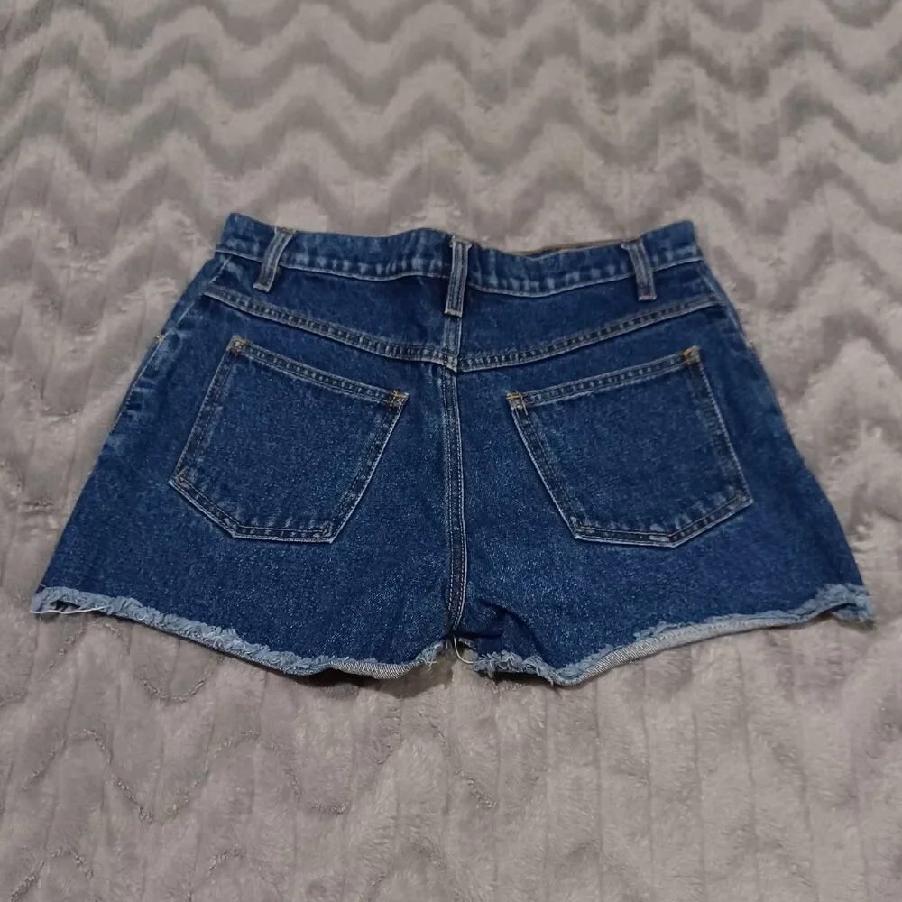 No Excuses Womens Size 7/8 Blue 100% Cotton Raw Hem Cutoff Denim Jean Shorts